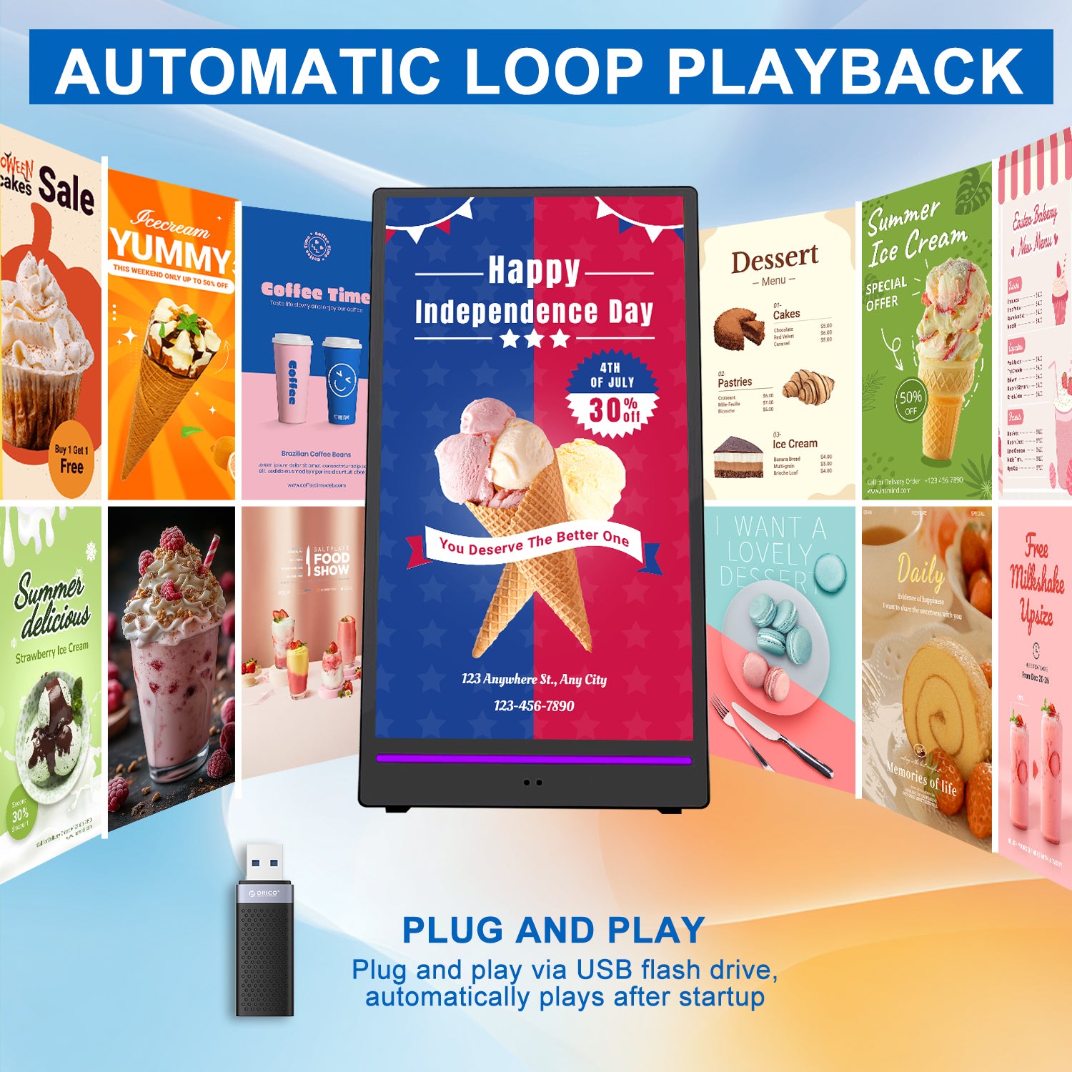 Outdoor batterylcd poster screen