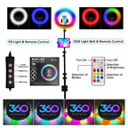 Fantasyview 360° Rotating Photo Booth, 45.2-inch, with RGB Light Strip, App Control, Flight Case, Accommodates 5-7 People