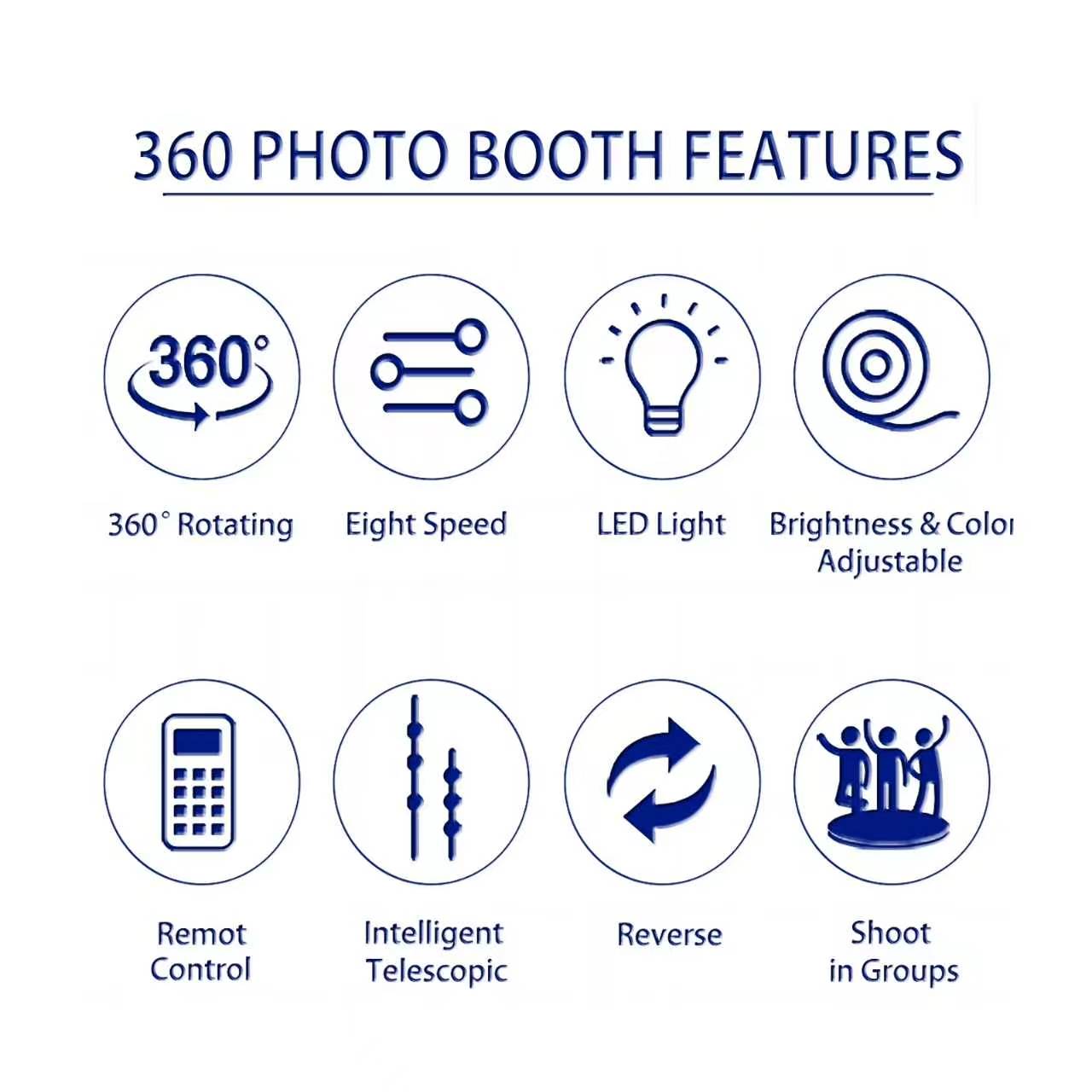 Fantasyview 360° Rotating Photo Booth, 45.2-inch, with RGB Light Strip, App Control, Flight Case, Accommodates 5-7 People