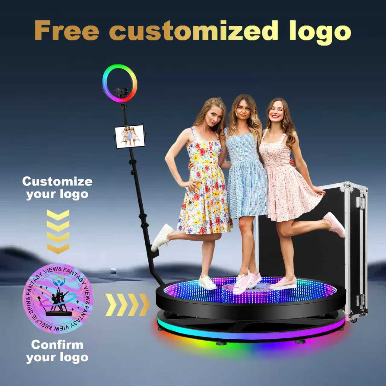 Infinity led glass360 photo booth