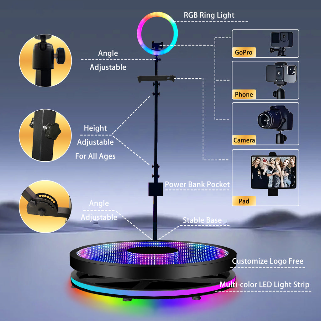 Infinity led glass360 photo booth