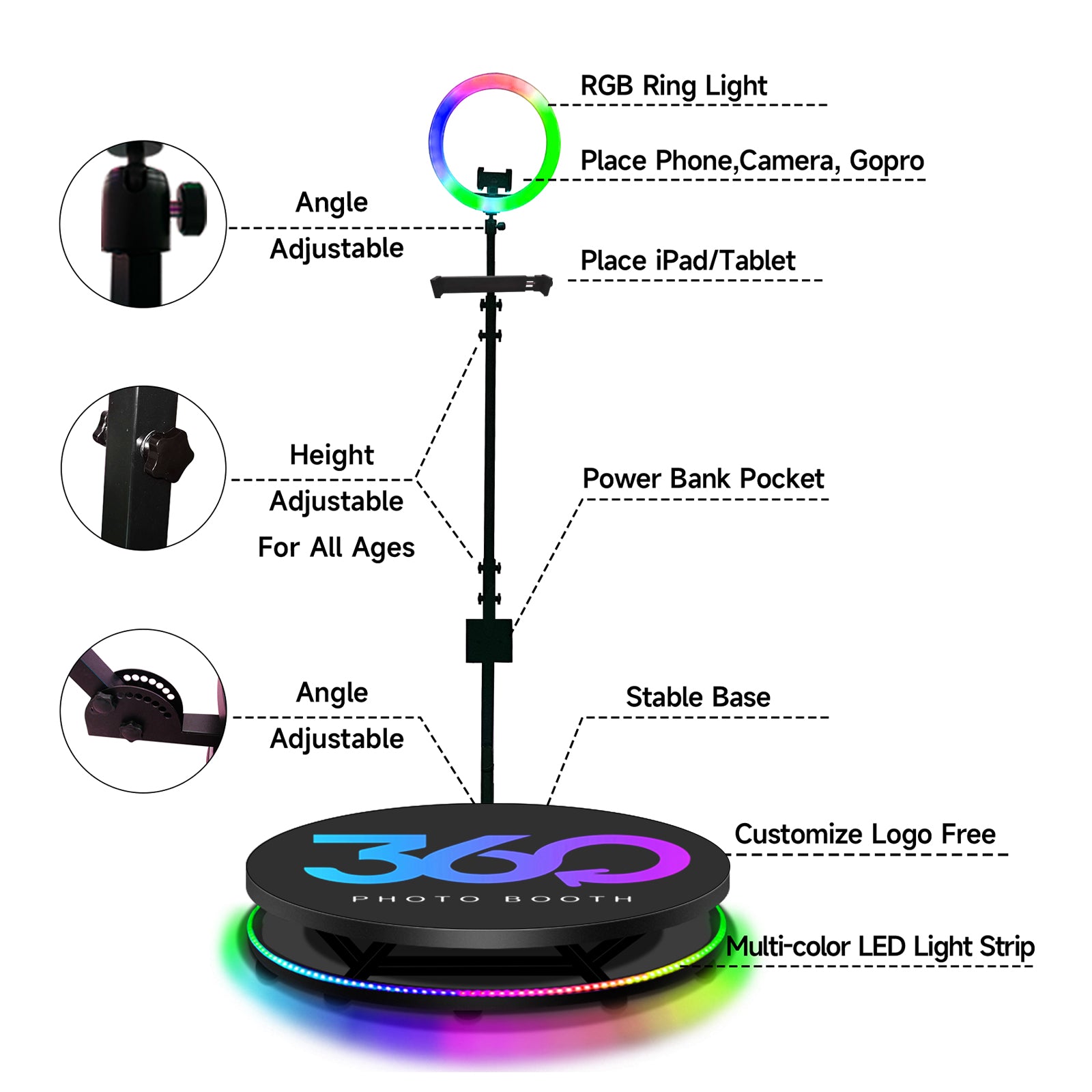 Infinity led glass360 photo booth