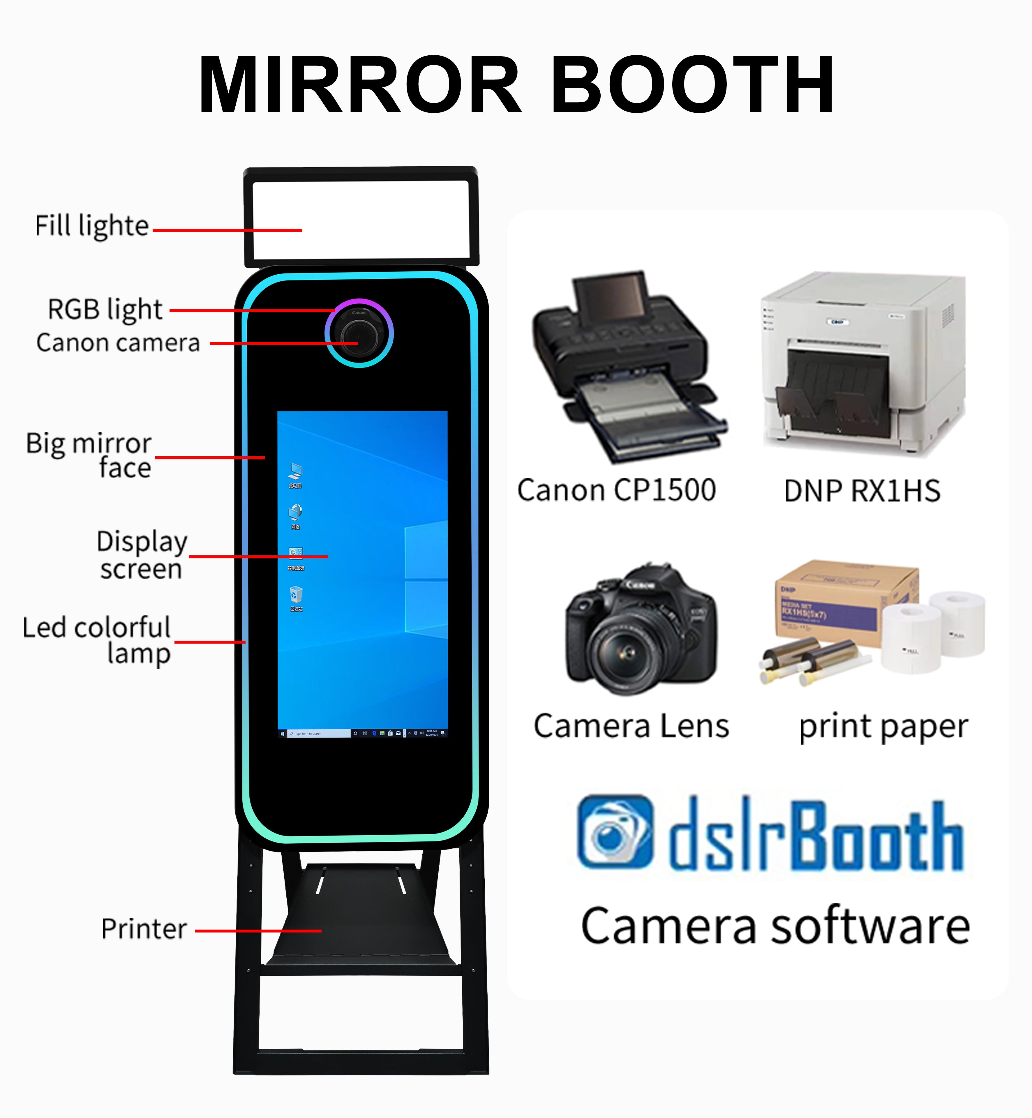 40 inch mirrorphoto booth